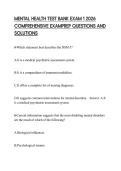 MENTAL HEALTH TEST BANK EXAM 1 2026 COMPREHENSIVE EXAMPREP QUESTIONS AND SOLUTIONS