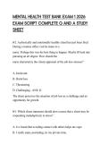MENTAL HEALTH TEST BANK EXAM 1 2026 EXAM SCRIPT COMPLETE Q AND A STUDY SHEET