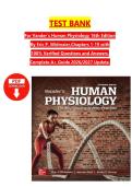 TEST BANK For Vander's Human Physiology 16th Edition By Eric P&period; Widmaier&comma;Chapters 1-19 with 100&percnt; Verified Questions and Answers&comma; Complete A&plus; Guide 2026&sol;2027 Update&period;