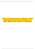2025&sol; 2026 Pharmacology Clear and Simple 4th Edition Watkins Complete Test Bank&comma; Drug Classifications&comma; Dosage Calculations&comma; Chapters 1&ndash;21 All Chapters and Verified Answer Key with Solution