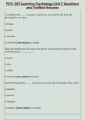 PSYC 387 Learning Psychology Unit 7 Questions  and Verified Answers