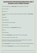 psychosocial schizophrenia&sol;depression quiz 3  Questions and Verified Answers 
