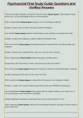 Psychosocial Final Study Guide Questions and  Verified Answers