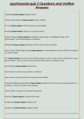 psychosocial quiz 2 Questions and Verified  Answers