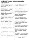 HOSA Healthcare Issues Practice Questions and Answers Rated A