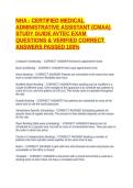 NHA - CERTIFIED MEDICAL ADMINISTRATIVE ASSISTANT &lpar;CMAA&rpar; STUDY GUIDE AVTEC EXAM QUESTIONS & VERIFIED CORRECT ANSWERS PASSED 100&percnt;