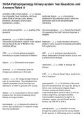 HOSA Pathophysiology Urinary system Test Questions and Answers Rated A