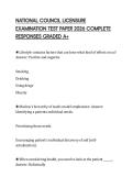 NATIONAL COUNCIL LICENSURE EXAMINATION TEST PAPER 2026 COMPLETE RESPONSES GRADED A&plus;