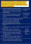 NHA CERTIFIED MEDICAL ADMINISTRATIVE ASSISTANT &lpar;CMAA&rpar; PRACTICE TEST 2&period;0 D QUESTIONS & CORRECT ANSWERS PASSED ALREADY GRADED A&plus;