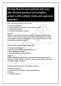Nursing Physical exam updated with over 200&plus; Revised questions and certgified answers with multiple choices and approved rationales