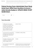 Federal Nursing Home Administrator Exam Study Guide Exam &lpar;2026&rpar; Exam Questions & Answers &vert; Latest Already Graded A&plus; UPDATE &vert;2026&excl;&excl; STUDY GUIDE EXAM