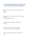 AIR CONDITIONING FINAL EXAM 2026-2027 QUESTIONS AND ANSWERS GRADED A&plus;