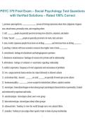PSYC 379 Final Exam Social Psychology&comma; PSYC 379&comma; 2026&sol;2027 &ndash; Test questions with verified solutions