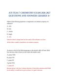 ATI TEAS 7 CHEMISTRY EXAM 2026-2027 QUESTIONS AND ANSWERS GRADED A&plus;
