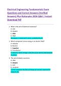 Electrical Engineering Fundamentals Exam  Questions and Correct Answers &lpar;Verified  Answers&rpar; Plus Rationales 2026 Q&A &vert; Instant  Download Pdf 
