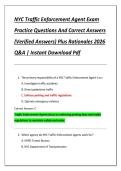 NYC Traffic Enforcement Agent Exam  Practice Questions And Correct Answers  &lpar;Verified Answers&rpar; Plus Rationales 2026  Q&A &vert; Instant Download Pdf