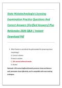 State Histotechnologist Licensing  Examination Practice Questions And  Correct Answers &lpar;Verified Answers&rpar; Plus  Rationales 2026 Q&A &vert; Instant  Download Pdf