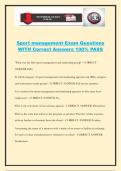 Sport management Exam Questions WITH Correct Answers 100&percnt; PASS