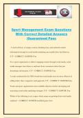 Sport Management Exam Questions With Correct Detailed Answers &vert;Guaranteed Pass