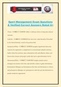 Sport Management Exam Questions & Verified Correct Answers Rated A&plus;