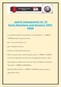 sports management ch&period; 12 Exam Questions and Answers 100&percnt; PASS