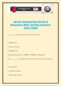 sports management Exam 2 Questions With Verified Answers 100&percnt; PASS