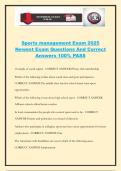 Sports management Exam 2025 Newest Exam Questions And Correct Answers 100&percnt; PASS