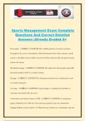 Sports Management Exam Complete Questions And Correct Detailed Answers &vert;Already Graded A&plus;