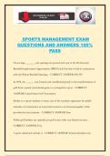 SPORTS MANAGEMENT EXAM QUESTIONS AND ANSWERS 100&percnt; PASS