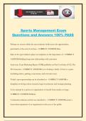 Sports Management Exam Questions and Answers 100&percnt; PASS