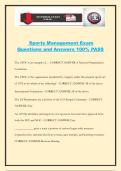 Sports Management Exam Questions and Answers 100&percnt; PASS