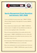 Sports Management Exam Questions and Answers 100&percnt; PASS