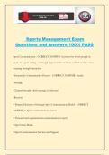 Sports Management Exam Questions and Answers 100&percnt; PASS
