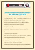 sports management Exam Questions and Answers 100&percnt; PASS
