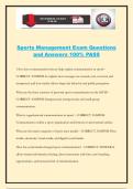Sports Management Exam Questions and Answers 100&percnt; PASS