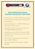 Sports Management Exam Questions and Answers 100&percnt; PASS