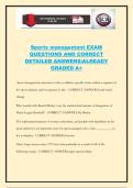 Sports management EXAM QUESTIONS AND CORRECT DETAILED ANSWERS&vert;ALREADY GRADED A&plus;