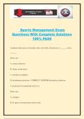 Sports Management Exam Questions With Complete Solutions 100&percnt; PASS