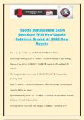 Sports Management Exam Questions With New Update Solutions Graded A&plus; 2025 New Update