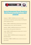 Sports Management Exam Questions With Revised Correct Answers BEST UPDATED