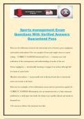 Sports management Exam Questions With Verified Answers Guaranteed Pass
