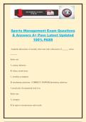 Sports Management Exam Questions & Answers A&plus; Pass Latest Updated 100&percnt; PASS