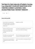 Test Bank for Safe Maternity & Pediatric Nursing Care 2026&sol;2027 COMPLETE QUESTIONS WITH VERIFIED CORRECT ANSWERS &vert;&vert; 100&percnt; GUARANTEED PASS <NEWEST VERSION>