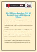 Bio 400 Exam Questions With All Correct Answers 2025 Marking Scheme
