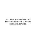 Test Bank for Psychology&comma; 13th Edition by David G&period; Myers & Nathan C&period; DeWall &vert; Complete Verified Questions & Answers