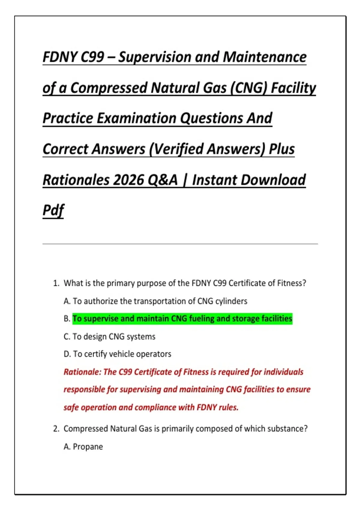C99 Examples FDNY C99 – Supervision and Maintenance of a Compressed Natural Gas (CNG ...
