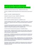 Refrigeration Machine Operator Course Exam with Accurate Solutions