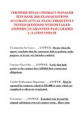 CERTIFIED TEXAS CONTRACT MANAGER  TEST BANK 2026 EXAM QUESTIONS  ACCURATE ACTUAL EXAM &sol; FREQUENTLY  TESTED QUESTIONS WITH DETAILED  ANSWERS &vert; GUARANTEED PASS &vert; GRADED  A &vert; LATEST UPDATE