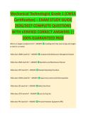 Mechanical Technologist Grade 1 &lpar;CWEA Certification&rpar; &ndash; EXAM STUDY GUIDE 2026&sol;2027 COMPLETE QUESTIONS WITH VERIFIED CORRECT ANSWERS &vert;&vert; 100&percnt; GUARANTEED PASS <NEWEST VERSION>