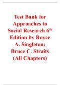 Approaches to Social Research&comma; 6th Edition &ndash; Royce A&period; Singleton Jr&period;&comma; Bruce C&period; Straits &ndash; ISBN 9780190614249 &ndash; Test Bank &lpar;All Chapters Covered 1&ndash;17&rpar;